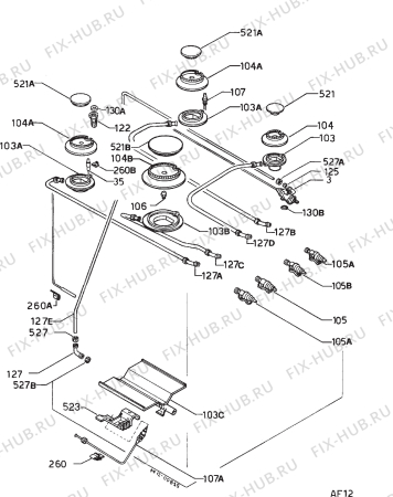 Взрыв-схема плиты (духовки) Zanussi ZC640X - Схема узла Functional parts 267